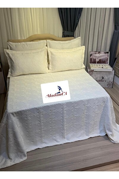 Madamca Afro Double Bedspread Ecru(Cream)250*260 and 2 Pillowcases
