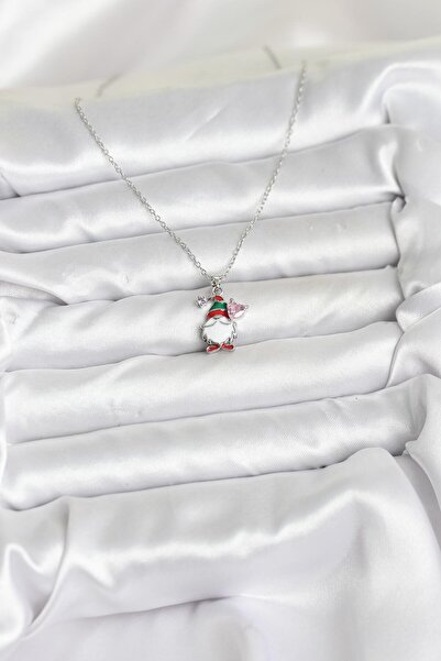 BSRE قلادة نسائية فضية اللون بتصميم عيد الميلاد (فولاذ 316L)