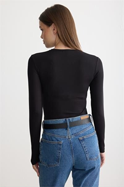 MODA MAÇKA PARK Women's Long-Sleeved Cotton Crew Neck Combed Cotton Undershirt