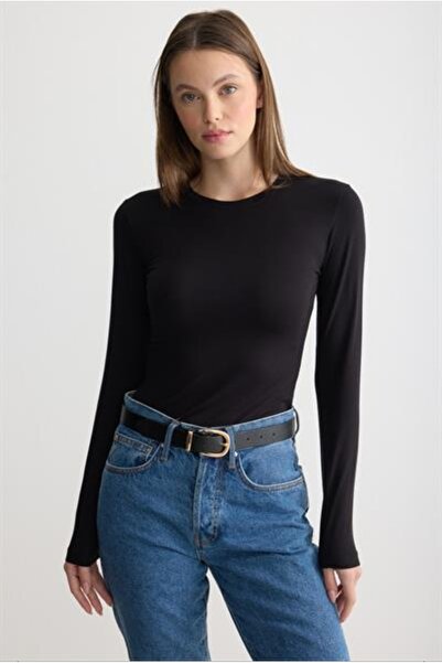 MODA MAÇKA PARK Women's Long-Sleeved Cotton Crew Neck Combed Cotton Undershirt