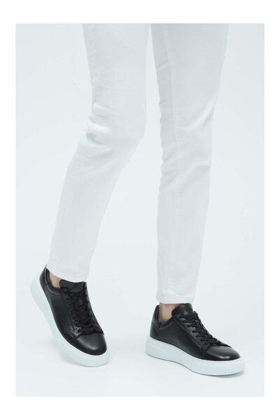 Bay Emir Inside Out Genuine Leather Zr Model Black Men's Sneakers