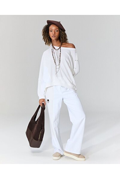 LAMANTE Asimetrik Kesim Zımba Detaylı Salaş Bluz-Std