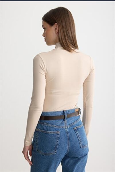 MODA MAÇKA PARK Women's Long-Sleeved Cotton Half-High-Neck Combed Cotton Undershirt