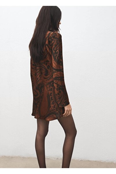 MANGO Woman Paisley desenli saten elbise