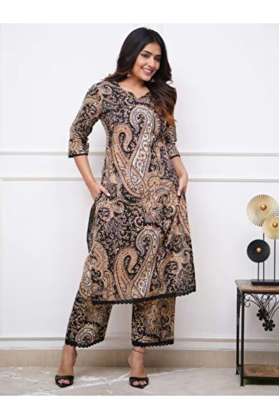 MYSMAR Beige Viscose Cotton Salwar Kameez - ALV1324 | Beige