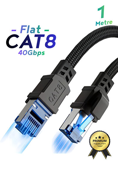 Vetech كابل إيثرنت CAT8 (1 متر) كابل شبكة محلية ممتاز بسرعة 40 جيجابت في الثانية و2000 ميجاهرتز كابل إنترنت للكمبيوتر المحمول، PS5/4