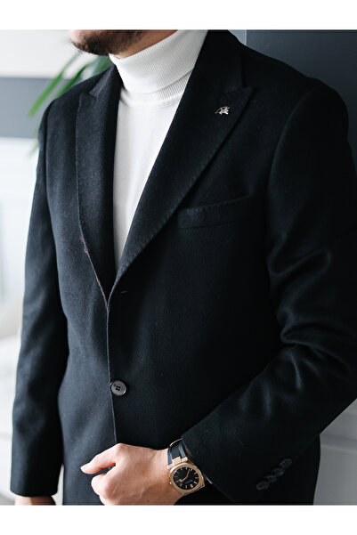 Avni Ceylan Men's Stylish Classic Slim Fit Cashmere Coat