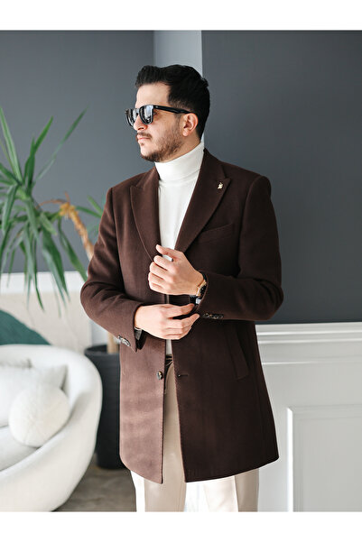 Avni Ceylan Men's Stylish Classic Slim Fit Cashmere Coat