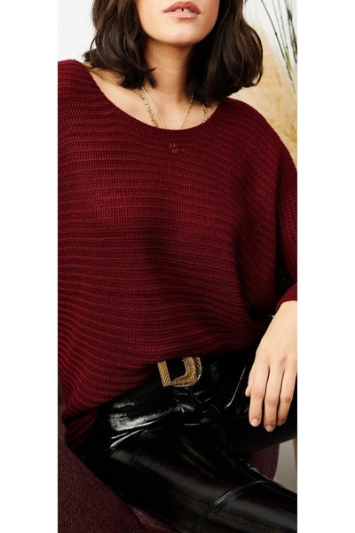 Esperar Pulover tricotat oversize pentru femei și cu guler, model Selanik