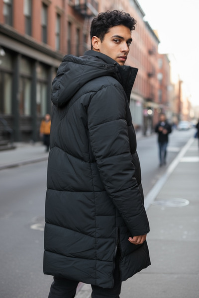 dehaine Men's long jacket, side zippers, M25