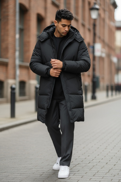 dehaine Men's long jacket, side zippers, M25