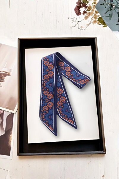 Walkenzo Çiçek Desenli Özel Tasarım Çanta Bileklik Saç Çok Amaçlı Kadın Fular