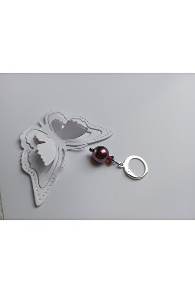 OEM Silver plated earrings with Swarovski Burgundy pearl 8 mm