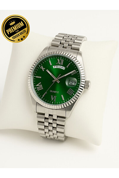 arpat time saat aksesuar Premium, Timed Green Dial Steel Men's Watch