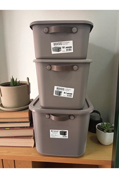 Online Home Market Boxsis 3-Piece Set (10, 15 and 20 Lt) Multi-Purpose Organizer Box with Lid – Decorative Storage Box