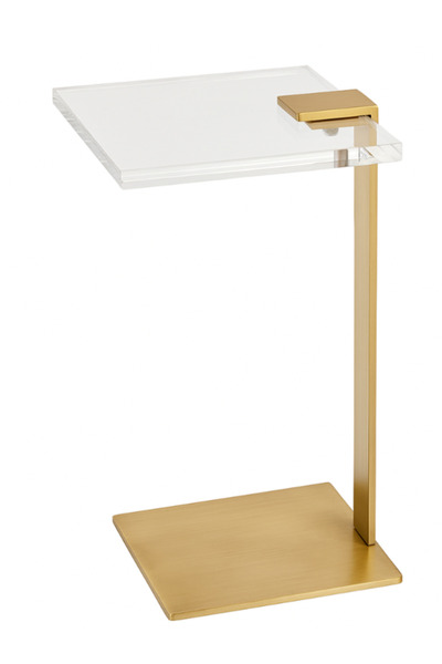 BEC60 C-Shape transparent side table with a gold base