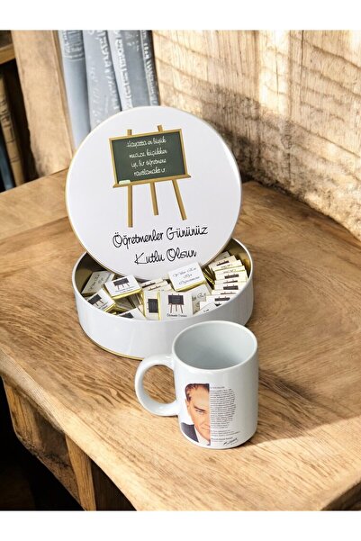 Denseden 50 Madlen Atatürk Printed Trophies in a Metal Box, the Best Gift for the Teacher, November 24, Teachers' Day