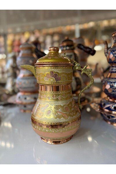 KARACA BAKIR İşlemeli Bakır Sürahi- Kapaklı Bakır Sürahi 2,2 LT