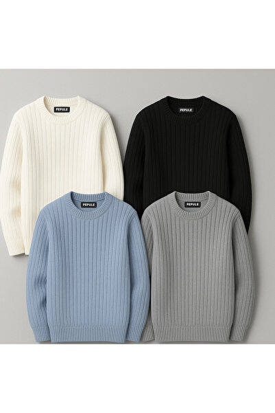 pepule 4-Pack Economical Pack Crew Neck Knitwear Sweater