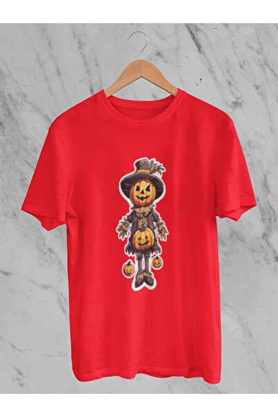 MG تيشيرت قطني مطبوع عليه هالوين برقبة دائرية من OV قصة فضفاضة ALIP بأكمام قص...