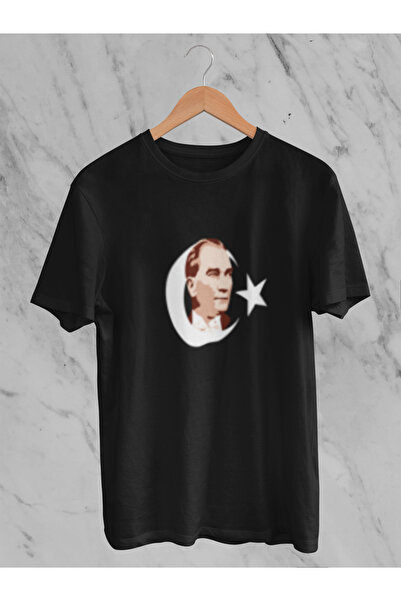 MG Ay Yildiz Ataturk Printed Circular Neck Cotton Ov Oversized Alip Short Sle...