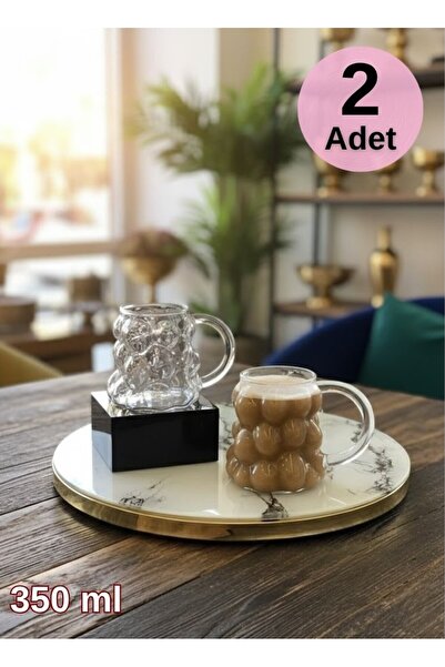 EVİMDM 2’li Bubble Cam Kupa Seti 350 ml