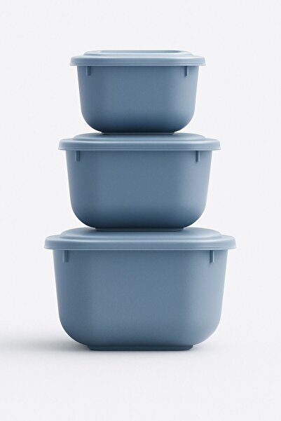 Funny Life Set of 3 Microwave and Freezer Compatible Square Storage Containers - 600ml, 1100ml, 1800ml - Bpa Free