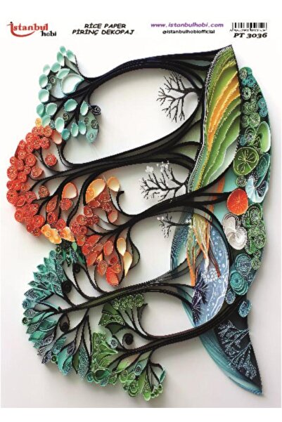 İstanbul Hobi Pirinç Dekopaj Kağıdı 30x42cm PT-3036 Ağaç Quilling
