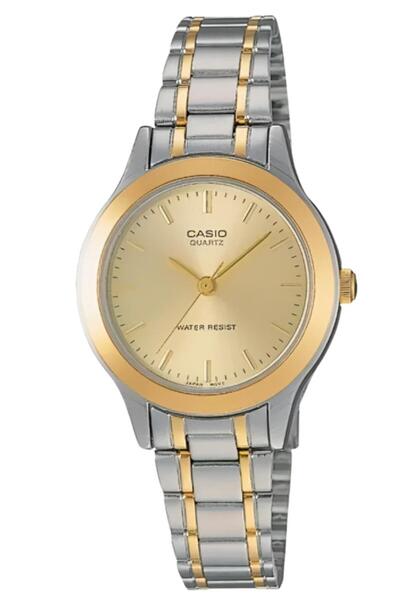Casio Quartz ساعة نسائية أنالوج بمينا ذهبي وستانلس ستيل - LTP-1128G-9ARDF