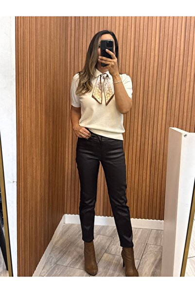 Rozella Butik Short-Sleeved Knitwear with Scarf