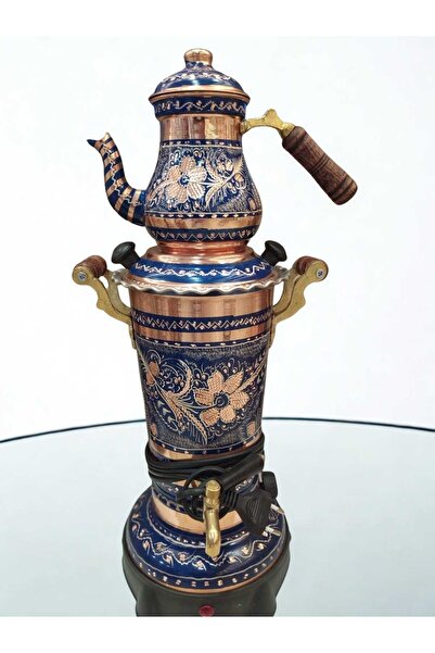 KARACA BAKIR İşlemeli Bakır Semaver- Elektrikli Bakır 2,8 lt Semaver