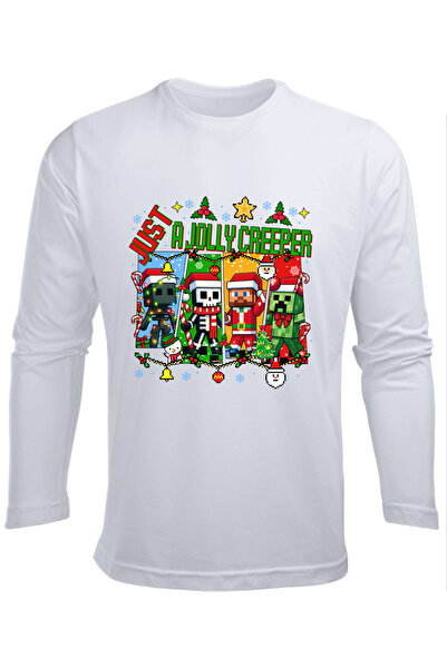 Efendioğlu Design Uzun kollu JUST A JOlly CREEPER baskılı yeni yıl yılbaşı pa...