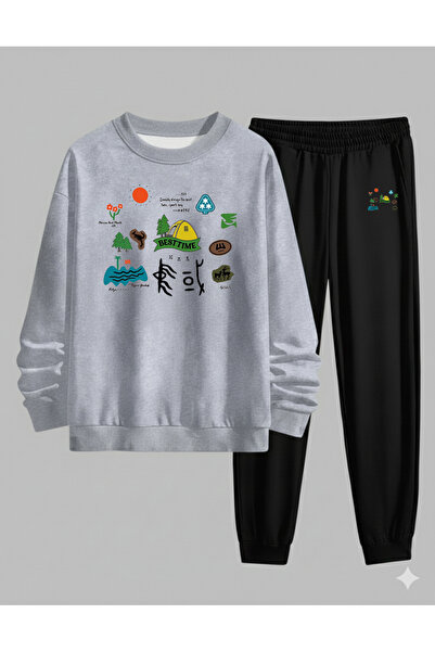 LORVEX Swea tricou - Set de trening pentru copii, cu guler tip crewneck, impr...