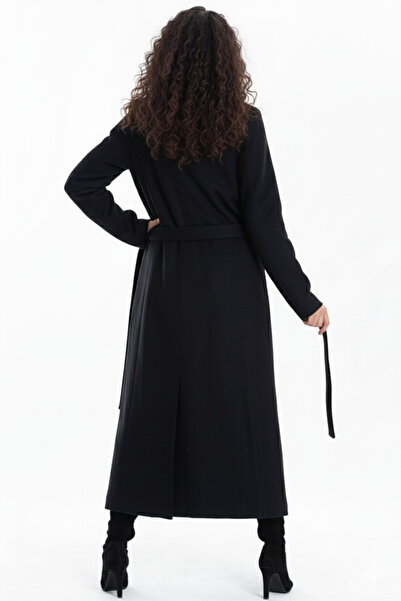 beeke Layal Women's Black Belted Lined Coat with Pocket Detail (Full Fit) New Season