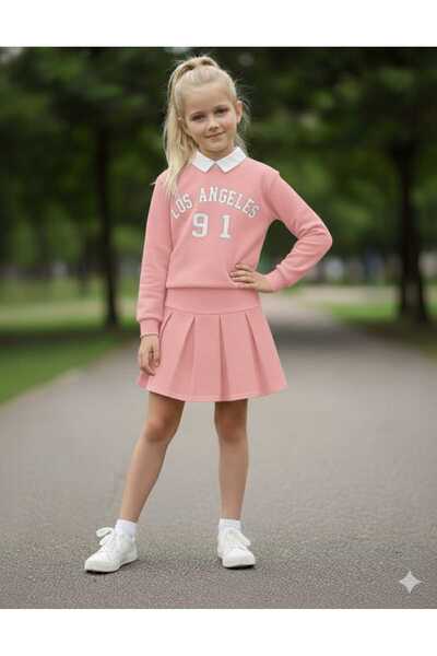 EFSACE Los Angeles Printed Children's Gray Skirt Suit 4.14 Years Old