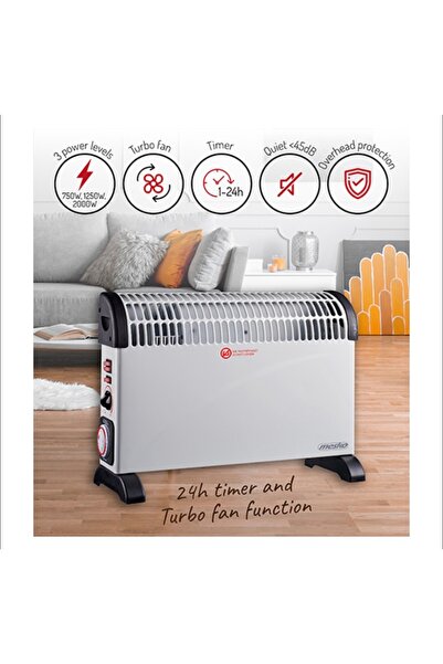 MESKO Mesko Electric Fan Heater, with Thermostat and Timer, 200W, 3 Speeds, Silent, Turbo Fan