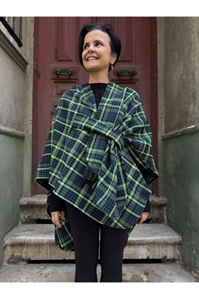 Bohoyasam Kadın Pamuklu Ekose Panço – Mevsimlik, Rahat Salaş, Bohem & Şık Model