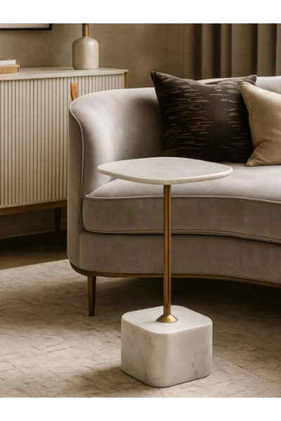 BEC60 Modern white marble side table