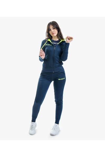Givova Women's tracksuit, Relax Lady, Navy/Fluo yellow, M