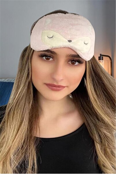 PEMBİŞ HOMEWEAR Bandă de dormit de pluș de culoare roz cu figurină de miel