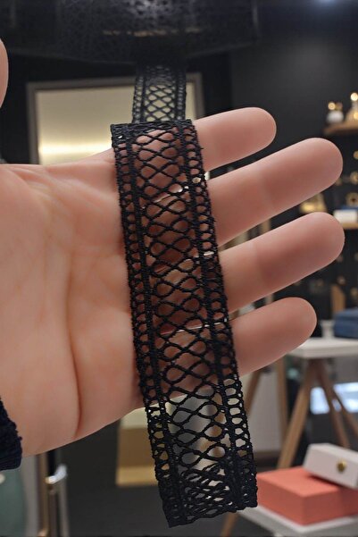 DUAYEN güpür dantel sonsuzluk deseni 8 metre siyah renk