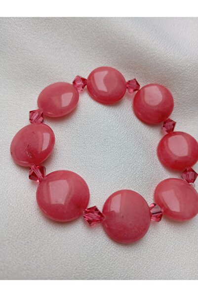 OEM Set "La vie en Roze" bracelet and earrings with pink Rhodochrosite 16mm flat