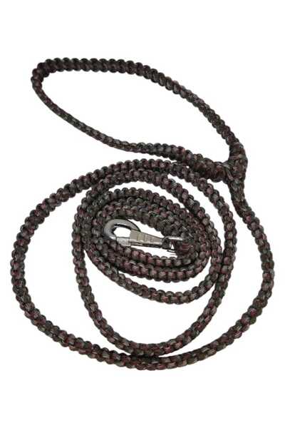 moonparacord Dog Walking Leash, Military Green with Red and White Stripes, 200 cm