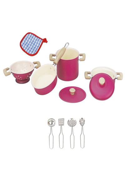HOBBY HOUSE Toy Educational 11 Piece Colorful Enamel Pot and Pan Set