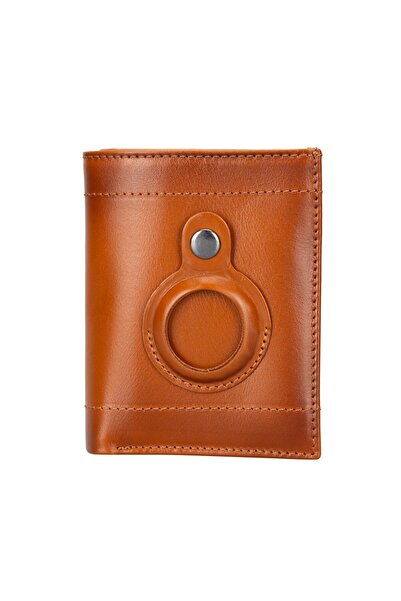 AbbasShop محفظة Airmaka AirTag الجلدية المتوافقة للرجال RST2EF Tan