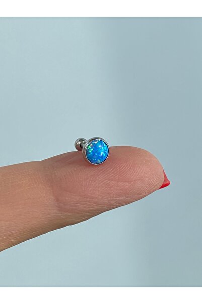 kurukafagift Cerrahi Çelik Opal Taşlı Helix Kıkırdak Tragus Rook Conch Lobe 8 mm