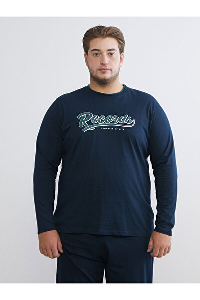 LC Waikiki Σετ ανδρικής πιτζάμα MG TREND'EN Navy Blue Standard Fit