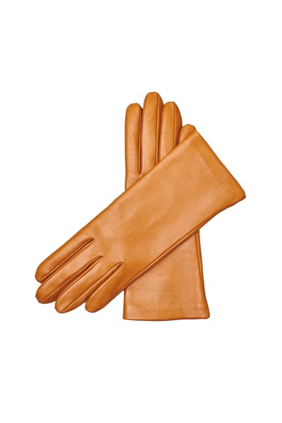 OEM Classic Women's Nappa Leather Gloves with Silk Lining - Nora (Cream, Brown)