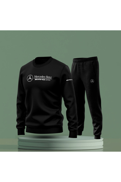 Bulvar Lee Crew Neck m'Ercedes B'Enz Printed Men's Tracksuit Set / Car