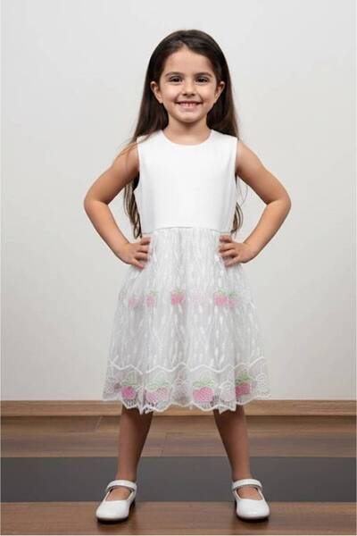 EXTRAÇARŞI Girls' Tulle Long Sleeve Holiday Princess Wedding Party Birthday Dress
